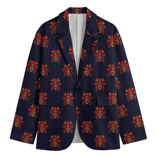 Japanese Samurai Pattern Print Men's Cotton Blazer