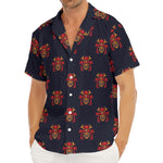 Japanese Samurai Pattern Print Men's Deep V-Neck Shirt