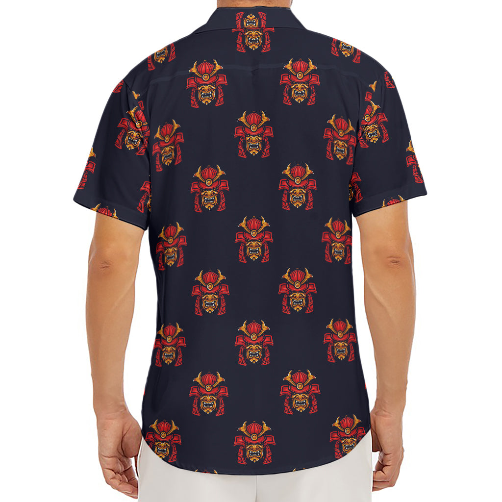 Japanese Samurai Pattern Print Men's Deep V-Neck Shirt