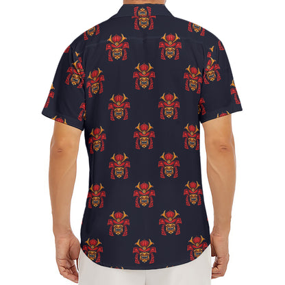 Japanese Samurai Pattern Print Men's Deep V-Neck Shirt