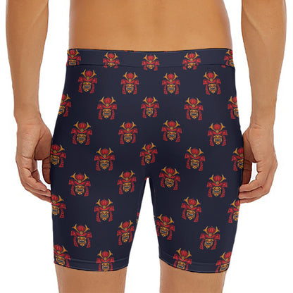 Japanese Samurai Pattern Print Men's Long Boxer Briefs