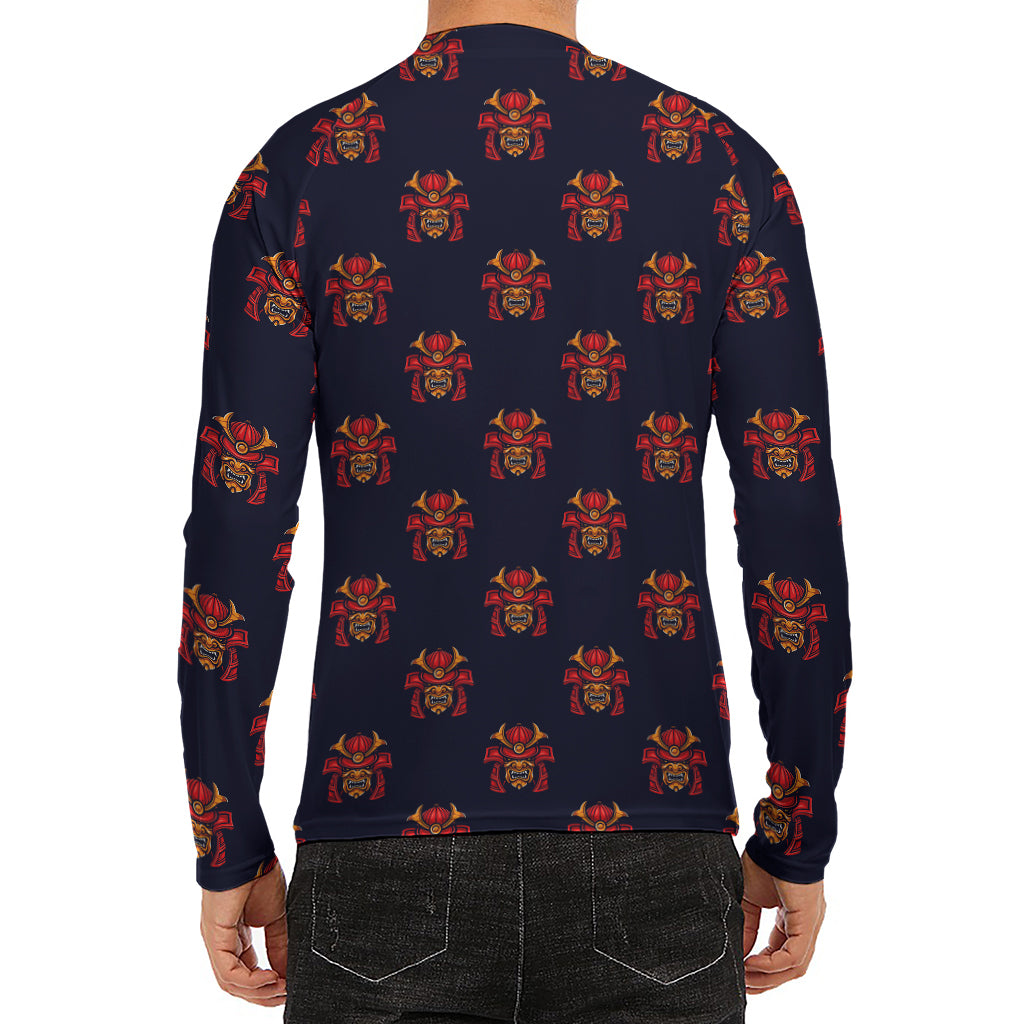 Japanese Samurai Pattern Print Men's Long Sleeve Rash Guard