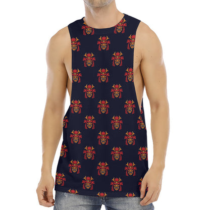 Japanese Samurai Pattern Print Men's Muscle Tank Top