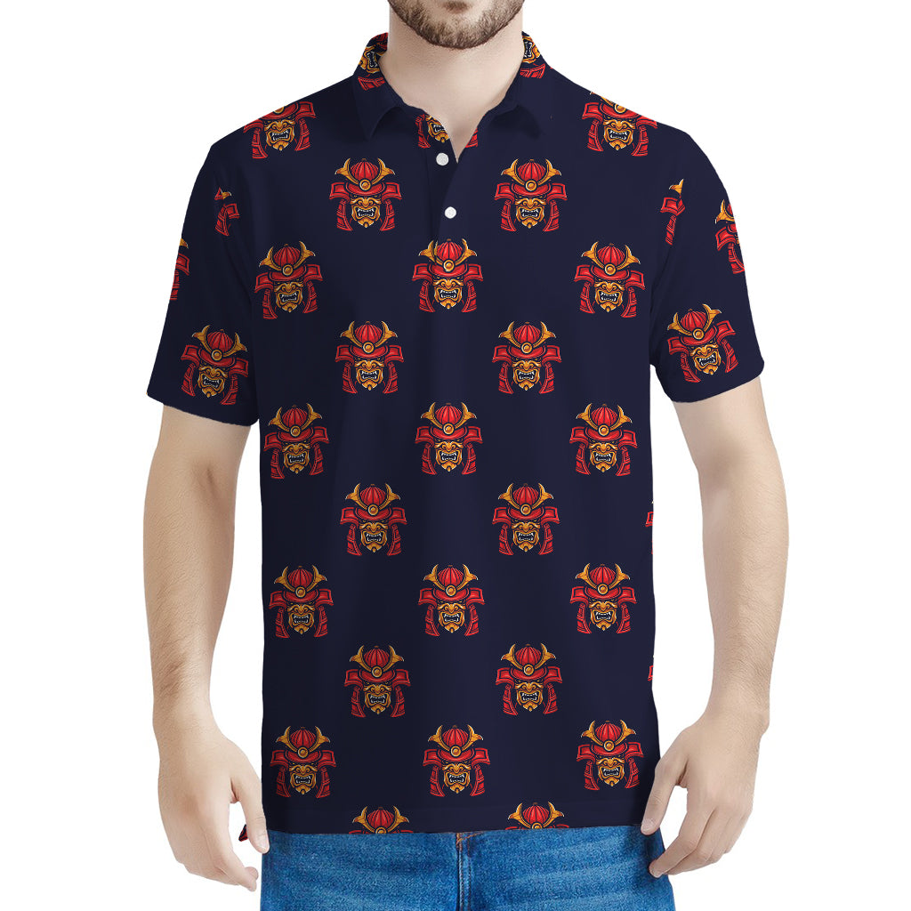 Japanese Samurai Pattern Print Men's Polo Shirt