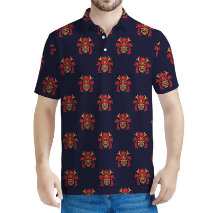 Japanese Samurai Pattern Print Men's Polo Shirt