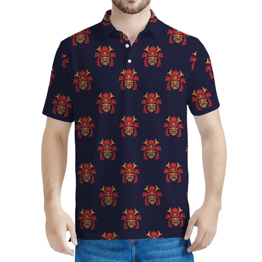 Japanese Samurai Pattern Print Men's Polo Shirt