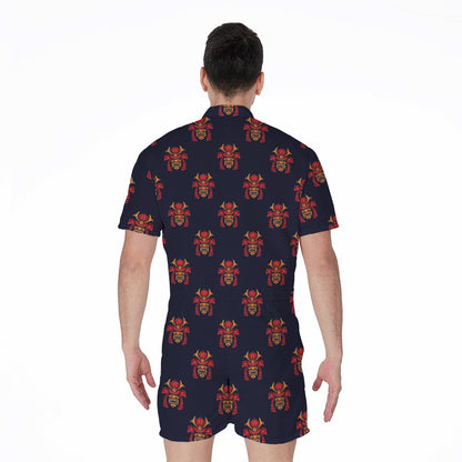 Japanese Samurai Pattern Print Men's Rompers