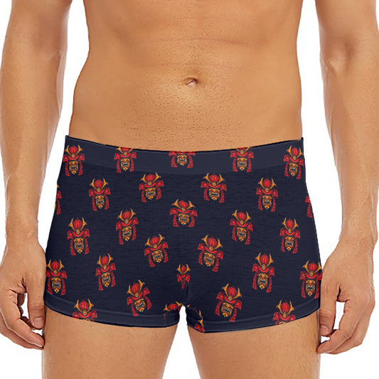Japanese Samurai Pattern Print Men's Short Boxer Briefs