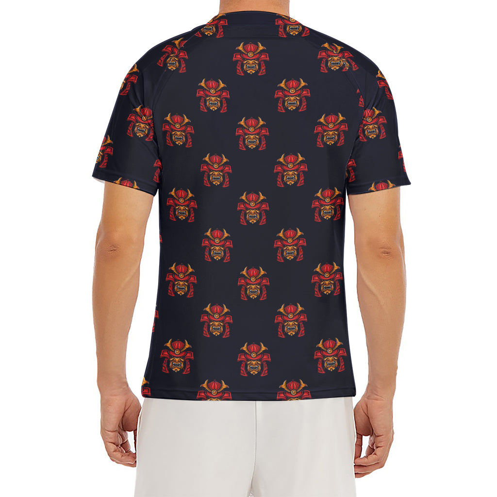Japanese Samurai Pattern Print Men's Short Sleeve Rash Guard