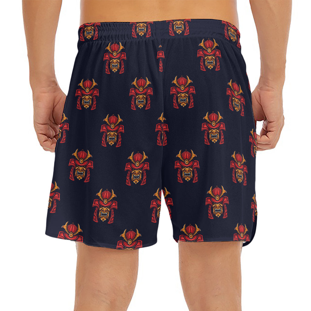 Japanese Samurai Pattern Print Men's Split Running Shorts