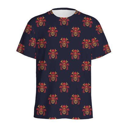 Japanese Samurai Pattern Print Men's Sports T-Shirt