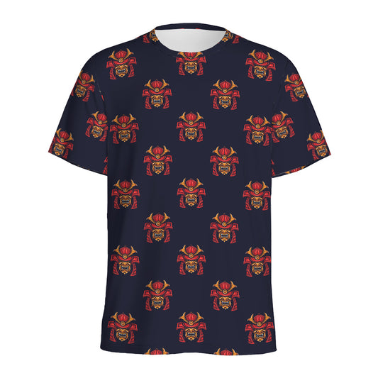 Japanese Samurai Pattern Print Men's Sports T-Shirt