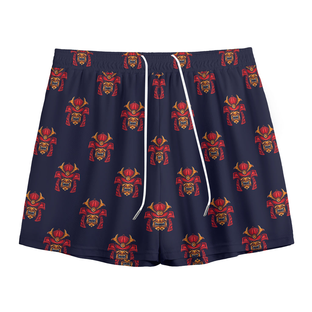 Japanese Samurai Pattern Print Mesh Shorts