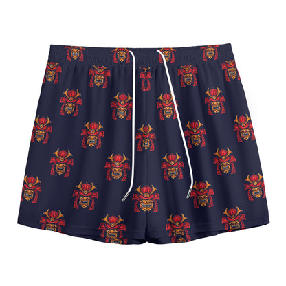 Japanese Samurai Pattern Print Mesh Shorts
