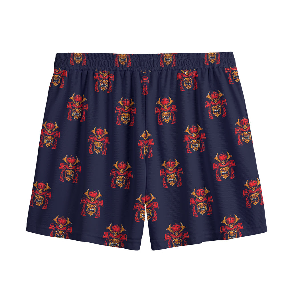 Japanese Samurai Pattern Print Mesh Shorts