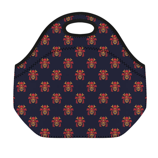 Japanese Samurai Pattern Print Neoprene Lunch Bag