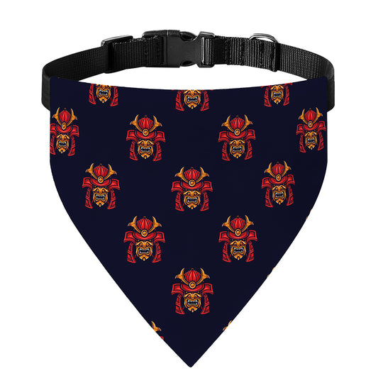 Japanese Samurai Pattern Print Over The Collar Dog Bandana