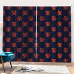 Japanese Samurai Pattern Print Pencil Pleat Curtains