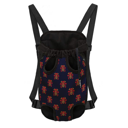 Japanese Samurai Pattern Print Pet Carrier Backpack
