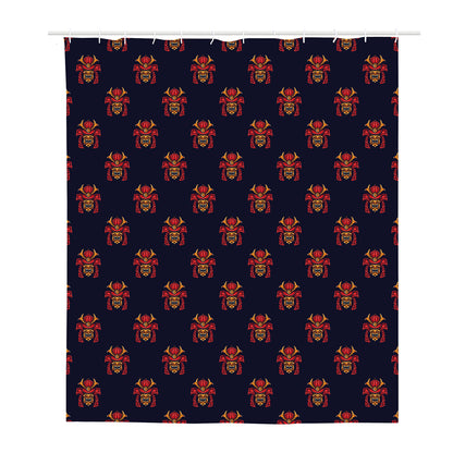 Japanese Samurai Pattern Print Polyester Shower Curtain