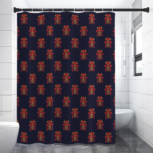 Japanese Samurai Pattern Print Premium Shower Curtain