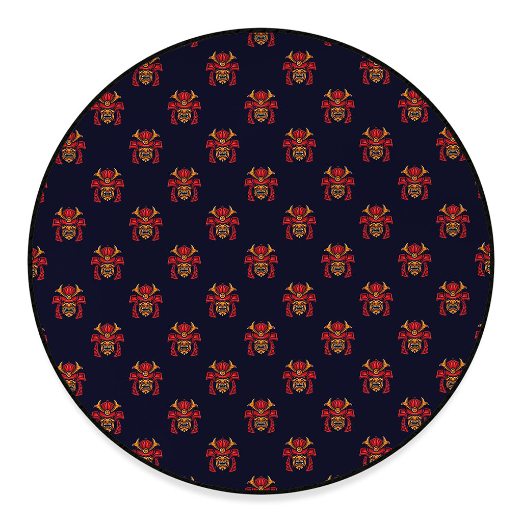 Japanese Samurai Pattern Print Round Floor Mat