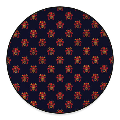 Japanese Samurai Pattern Print Round Floor Mat