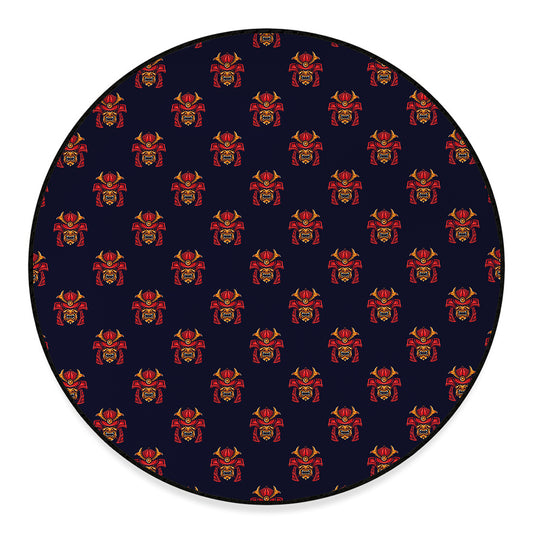 Japanese Samurai Pattern Print Round Floor Mat