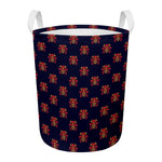 Japanese Samurai Pattern Print Round Laundry Basket