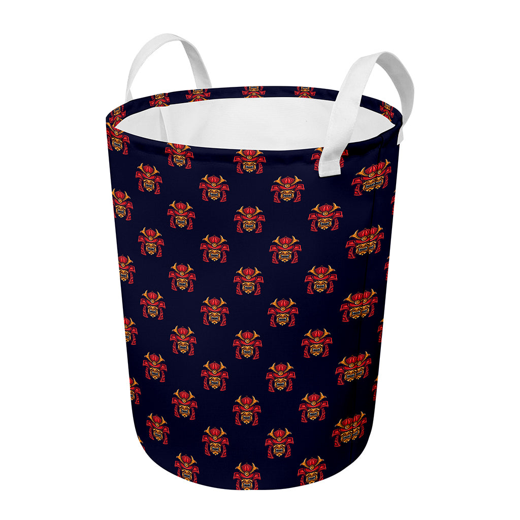 Japanese Samurai Pattern Print Round Laundry Basket
