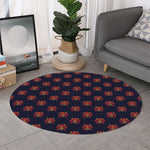 Japanese Samurai Pattern Print Round Rug