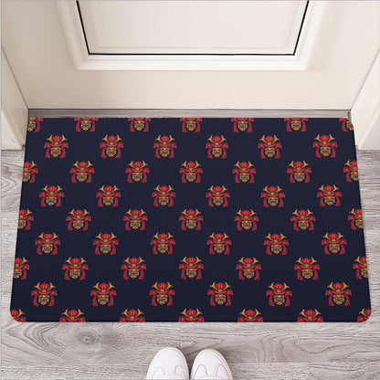 Japanese Samurai Pattern Print Rubber Doormat