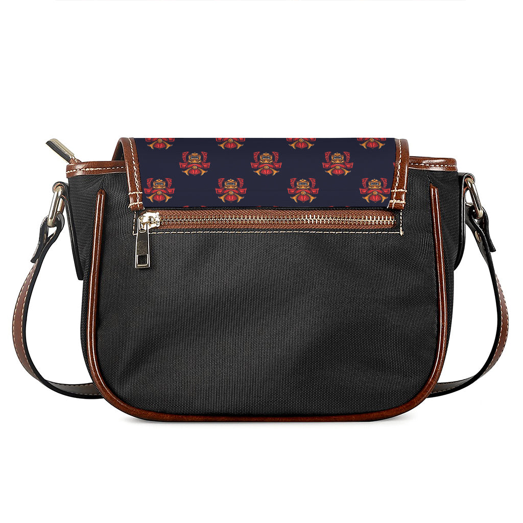 Japanese Samurai Pattern Print Saddle Bag