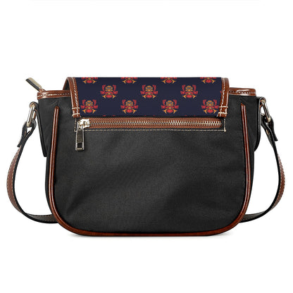 Japanese Samurai Pattern Print Saddle Bag