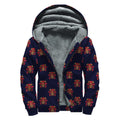 Japanese Samurai Pattern Print Sherpa Lined Zip Up Hoodie