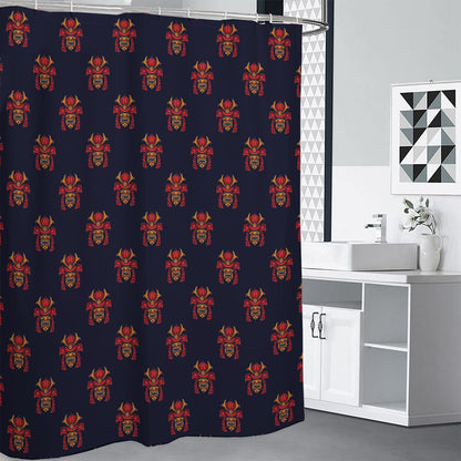 Japanese Samurai Pattern Print Shower Curtain