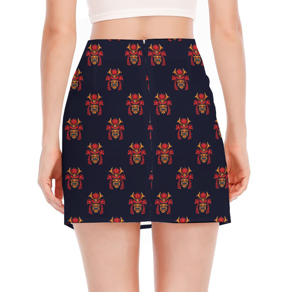 Japanese Samurai Pattern Print Side Slit Mini Skirt
