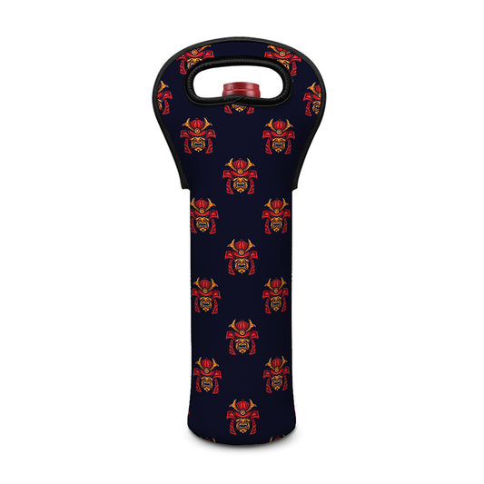 Japanese Samurai Pattern Print Single Neoprene Wine Tote