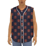 Japanese Samurai Pattern Print Sleeveless Baseball Jersey