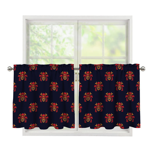 Japanese Samurai Pattern Print Tier Curtains