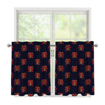 Japanese Samurai Pattern Print Tier Curtains