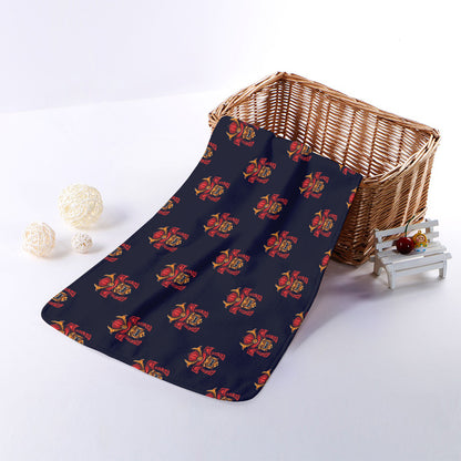 Japanese Samurai Pattern Print Towel