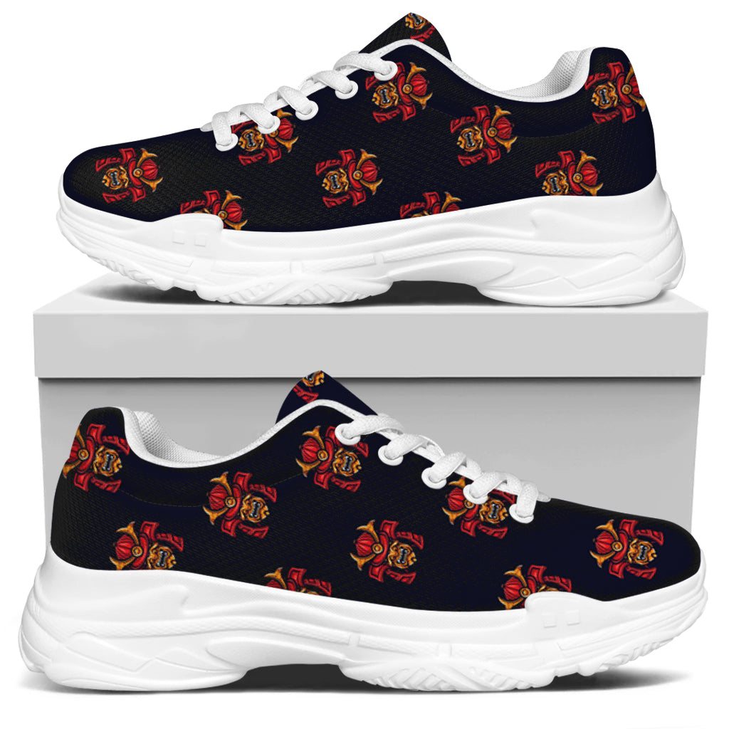 Japanese Samurai Pattern Print White Chunky Shoes