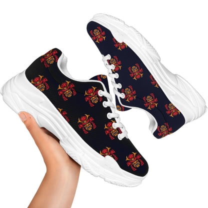 Japanese Samurai Pattern Print White Chunky Shoes
