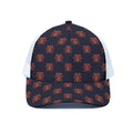Japanese Samurai Pattern Print White Mesh Trucker Hat