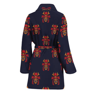 Japanese Samurai Pattern Print Women's Bathrobe