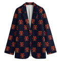 Japanese Samurai Pattern Print Women's Cotton Blazer