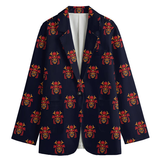 Japanese Samurai Pattern Print Women's Cotton Blazer