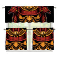Japanese Samurai Warrior Mask Print 3 Piece Kitchen Curtains