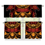 Japanese Samurai Warrior Mask Print 3 Piece Kitchen Curtains